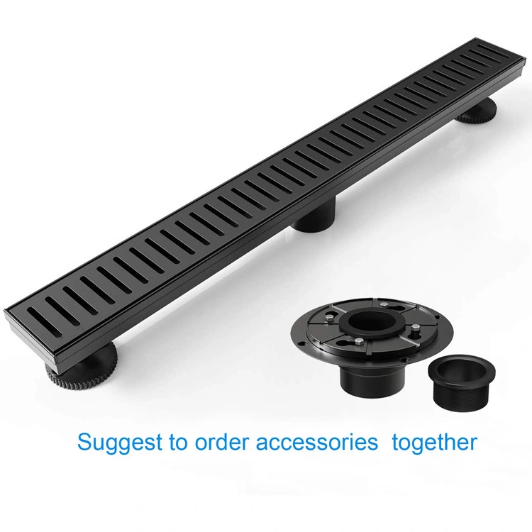 24 Inch Matte Black Color Linear Floor Drain Trench Shower Drain