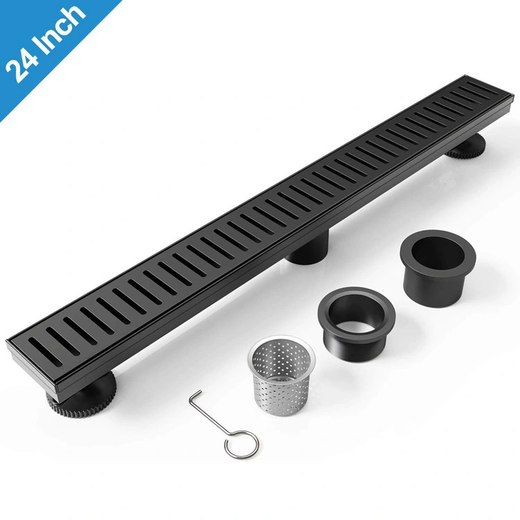 24 Inch Matte Black Color Linear Floor Drain Trench Shower Drain