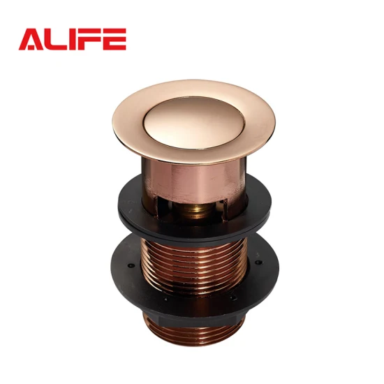 Alife Sanitary 1-1/4 Latón chapado en oro Pop-up Lavabo ranurado Drenaje de residuos con rebosadero